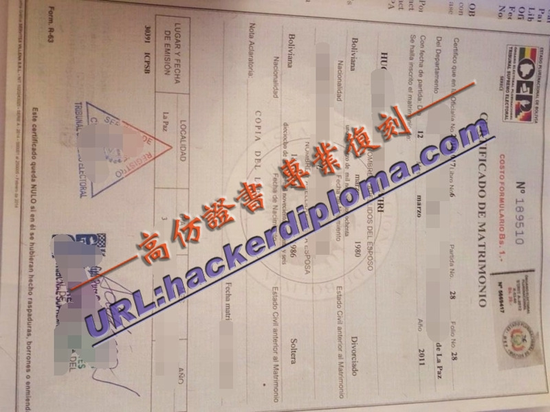 原版制作玻利维亚结婚证：为您量身定制的浪漫婚书